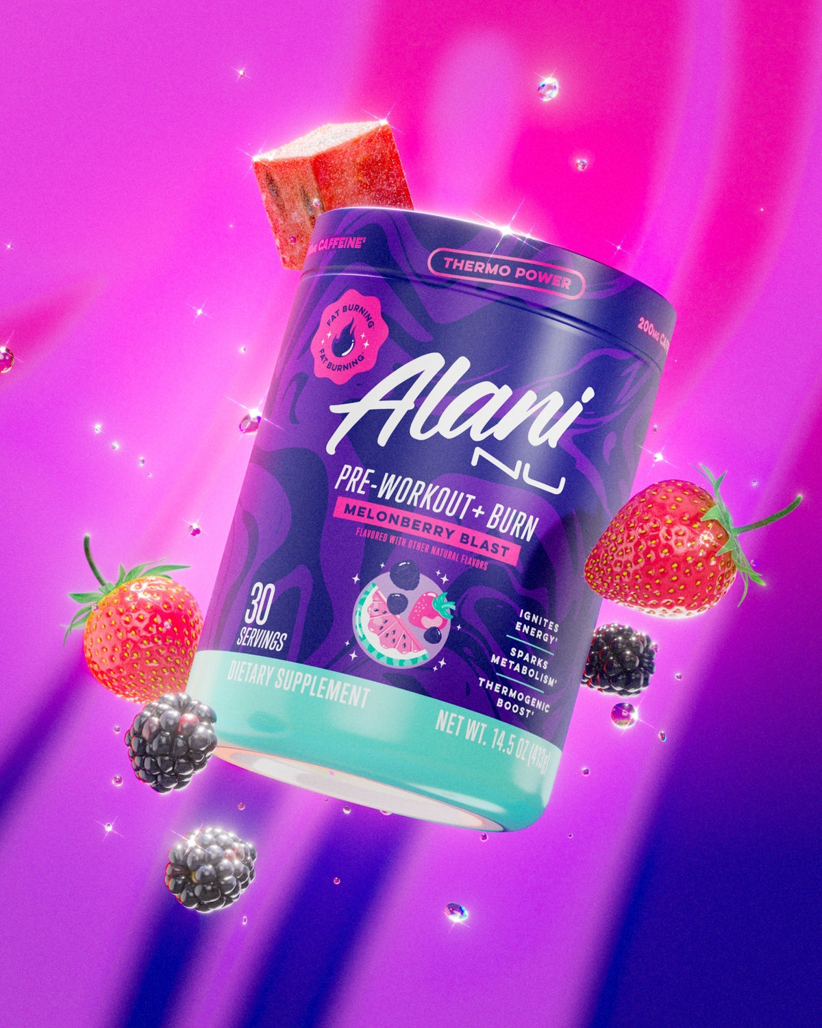 Alani Nu Pre-Workout+ Burn - Melonberry Blast E1 - image 4