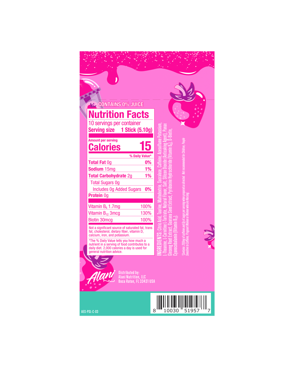 Alani Nu Energy Sticks - Pink Slush E6 - image 3